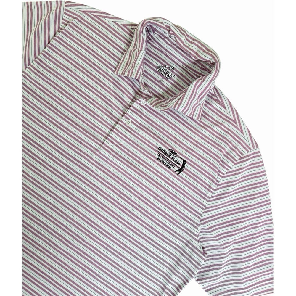 Ahead Extreme Crowne Plaza Invitational Polo Mens L Purple White Striped Golf